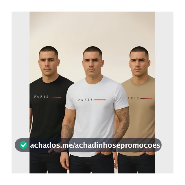 Kit 3 Camisetas Paris Masculinas Luxo Camisa Algodão Premium