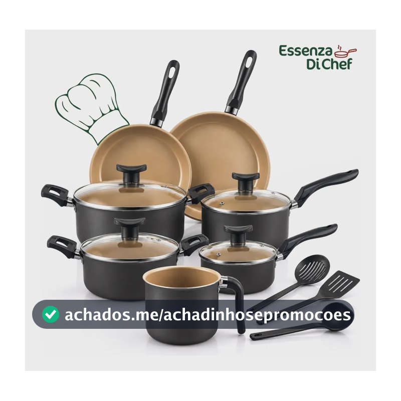 Conjunto Panelas Antiaderente 10 Peças Teflon Várias Cores Preto Com Beje
