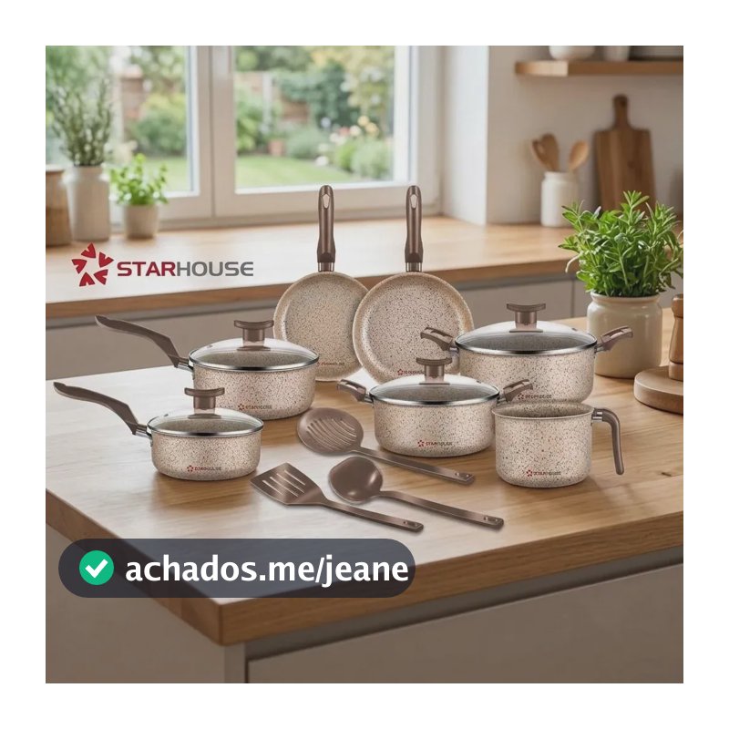 Jogo De Panelas Antiaderente 10 Peças Teflon Cor Bianco StarHouse