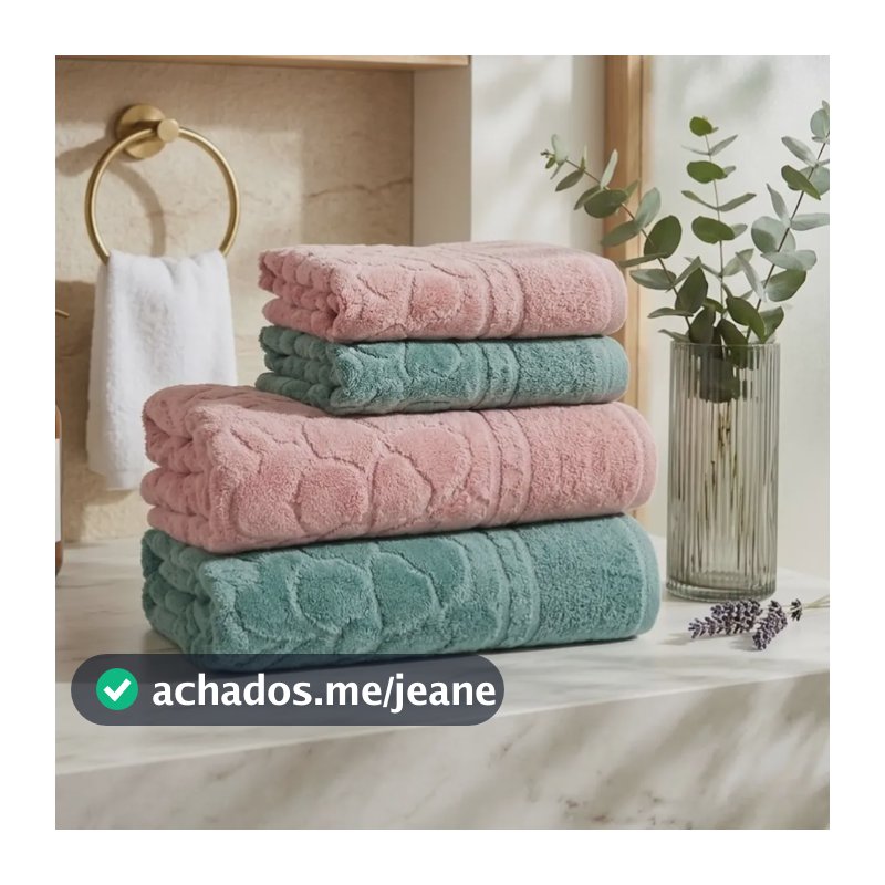 Jogo De Toalha Banhão 100% Algodão 400g Grossa Macia Felpuda Salmão/verde Floral