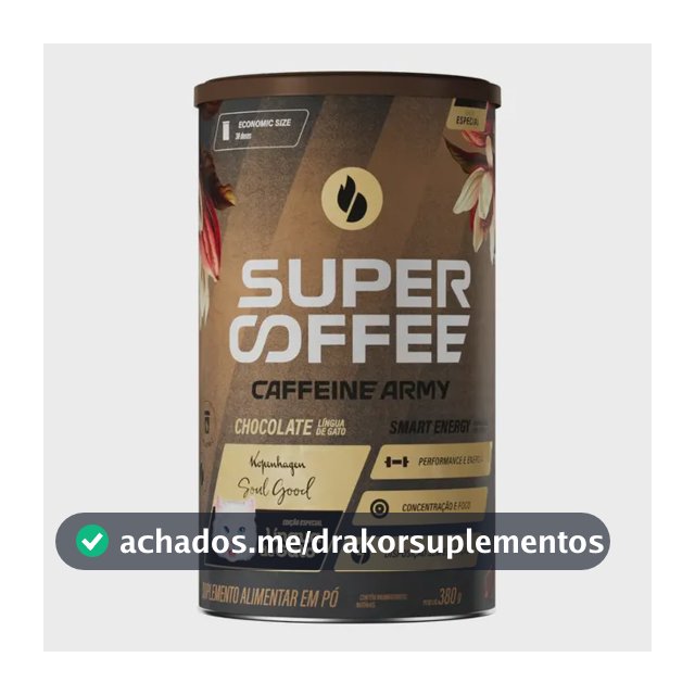 Cafeína Caffeine Army SuperCoffee - Lingua de Gato em pó sabor Chocolate ao leite x 380mL