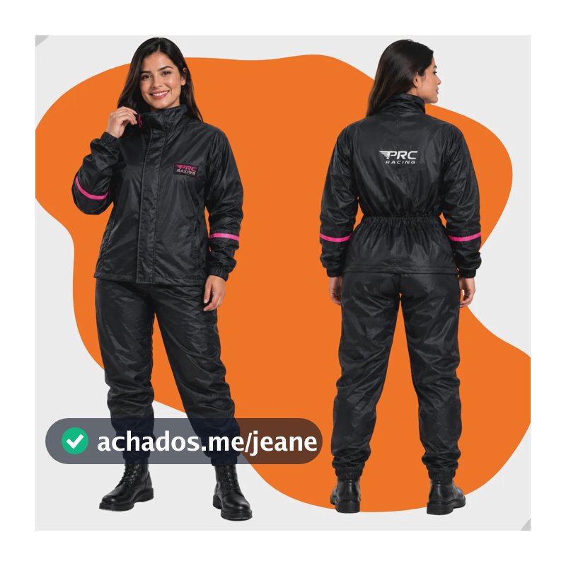 Conjunto Capa Chuva Prc Feminina Nylon Jaqueta Calça Rosa Preto/rosa M