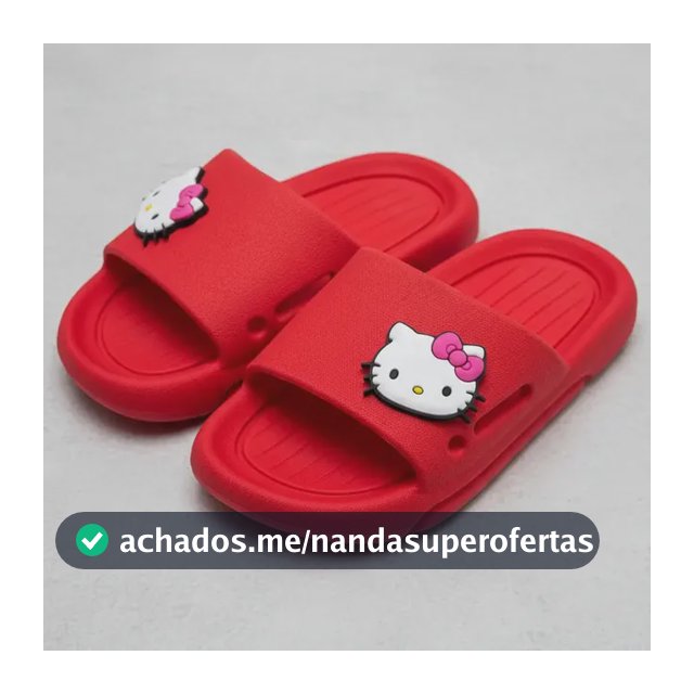 Chinelo Infantil Menina Slide Nuvem Sandália Kids Criança Vermelho Kitty 27/28