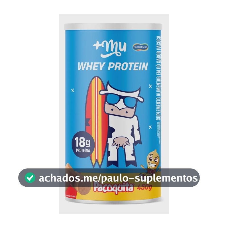 Proteína do soro do leite Whey concentrado +mu - chocolate com em pó sabor Paçoquinha x 450g