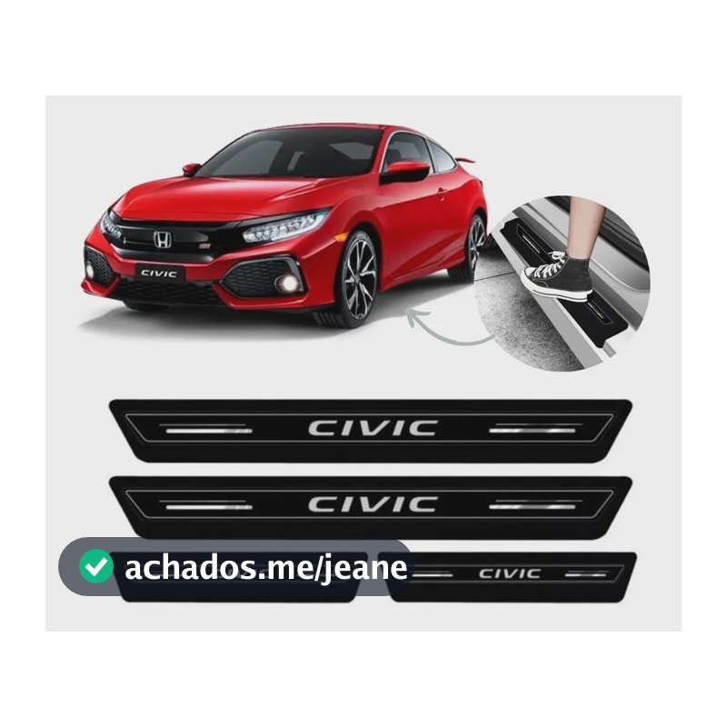 Acessório P/ Veiculo Honda Civic Soleiras De Proteção Porta Preto