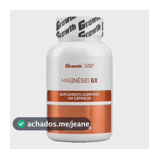 Magnésio 5x 60 Cápsulas Growth Supplements Sem Sabor