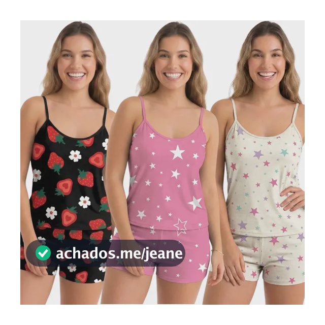 Kit 3 Baby Doll Conjunto Pijama Feminino Estampas Exclusivas