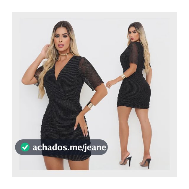 Vestido Feminino Curto Preto Acinturado Ñ Marca Forrado Lind