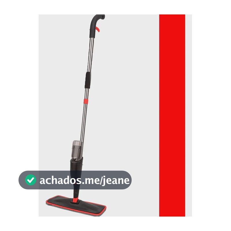 Mop Spray Microfibra Flat Reservatório 380ml Limpeza Rápida Vermelho Cinza
