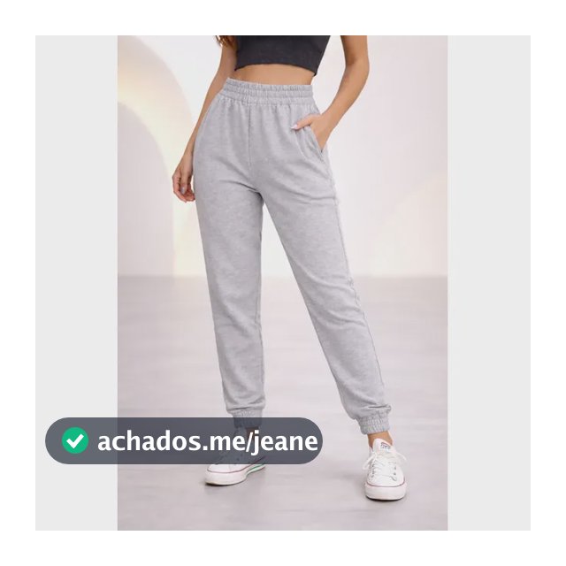 Calça Moletom Feminina Jogger Cós Alto Bolso Lateral