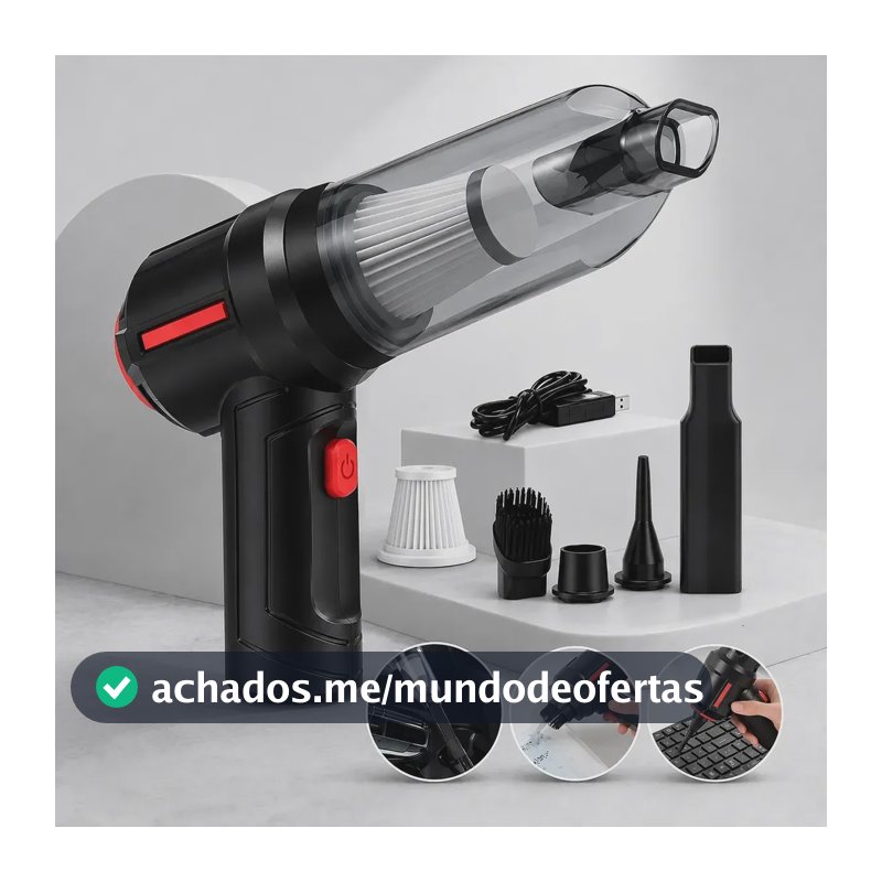 Mini Aspirador De Pó Portátil Recarregável Soprador Usb Automotivo 3em1 Sem Fio Premium Vácuo Limpeza Carro Multifuncional Casa Dr Hank