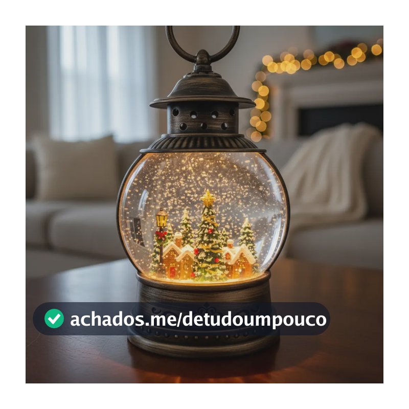 Lanterna Natalina Musical Globo Neve Led Presépio Arvores