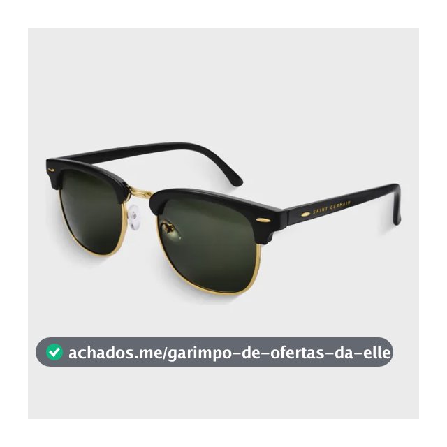 Óculos de Sol Quadrado Clubmaster Soho Green Black, da Saint Germain, em Metal Preto