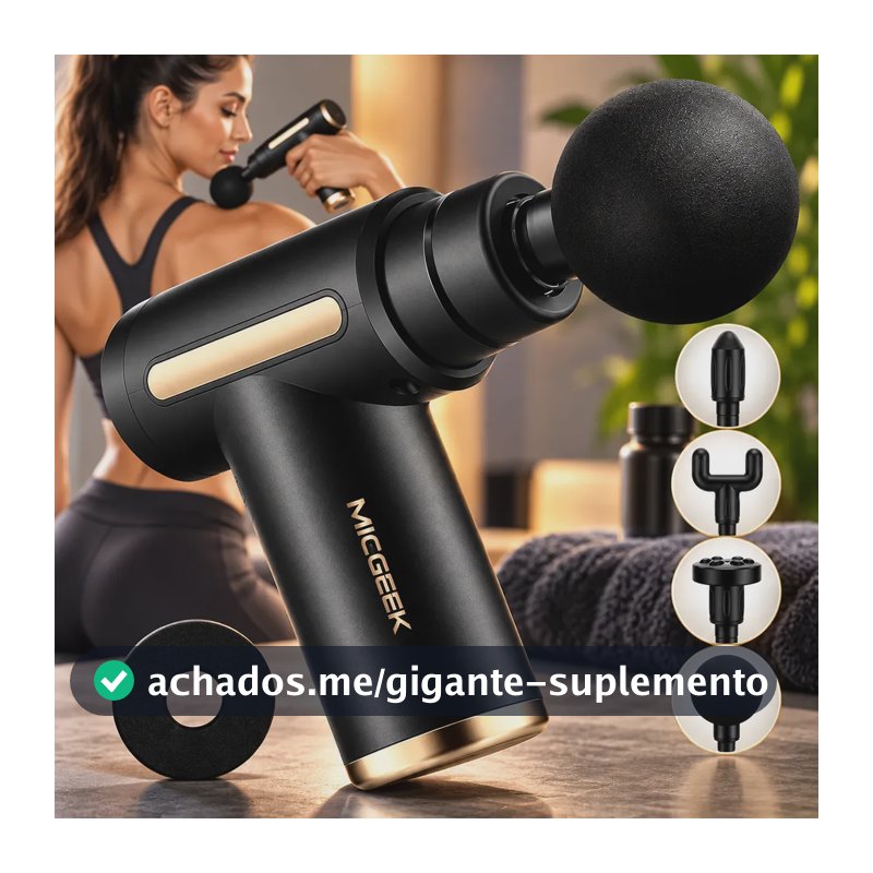 Massageador Pistola Elétrica Profissional Muscular Portátil Aparelho Fisioterapia Corporal, 6 Velocidades 4 Cabeças De Massagem - Micgeek