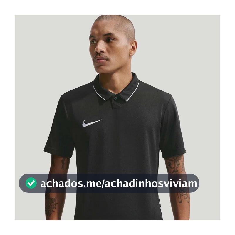 Camisa Polo Dri-fit Nike Park26 Masculina Preto/branco M