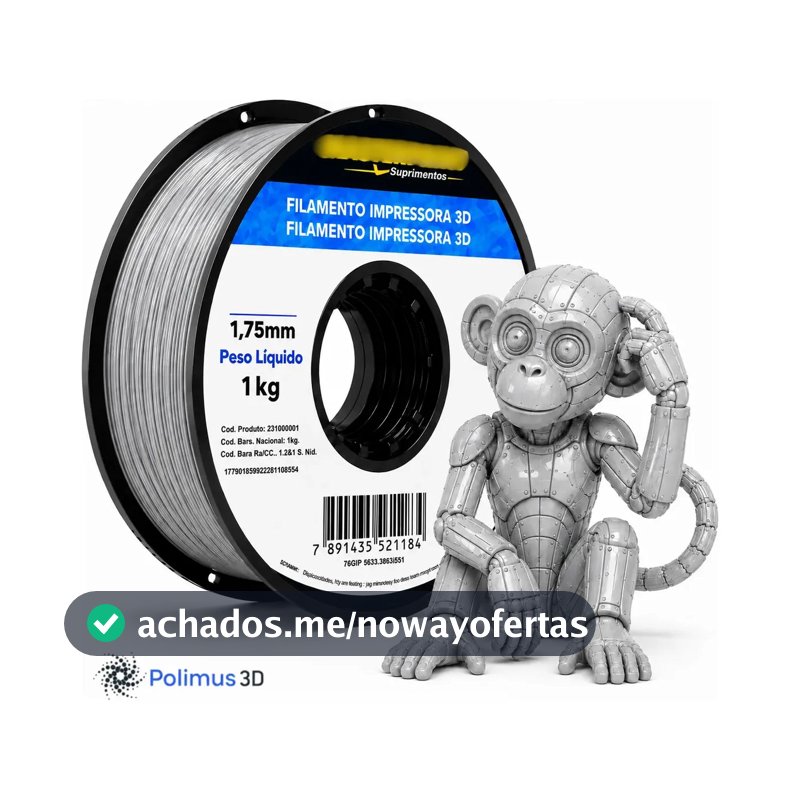 Filamento De Impressão 3D PETG Cor Cinza 1kg Masterprint Brilho Premium Para Imprimir Peças 3D Impressora 3D Modelagem Miniaturas Enfeites e Projetos By Polimus 3D