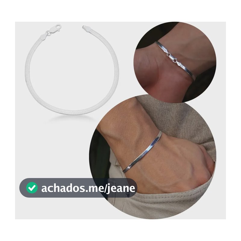 Pulseira Prata 925 Laminada 3mm Masculina Argennti Prateado