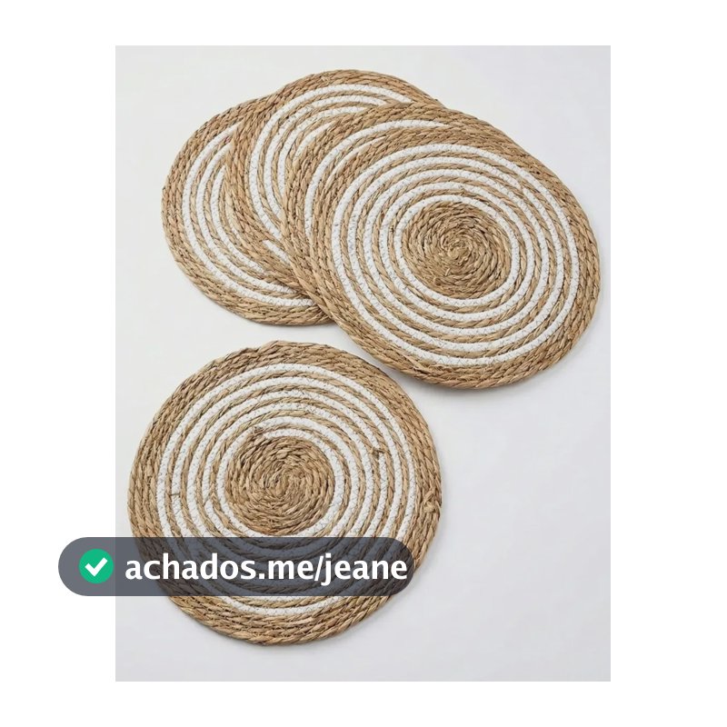Jogo De 6 Lugar Americano Redondo Fibra Natural Mesa Posta Algodão Fibra Natural