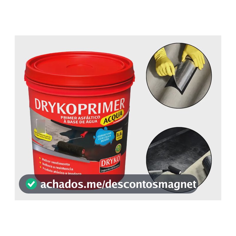 Primer Asfáltico Base Água Drykoprimer Dryko 3,6L Cor Preto
