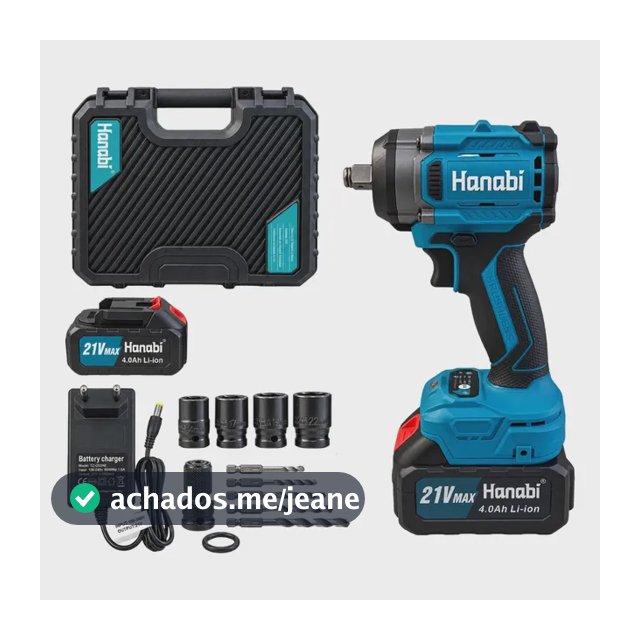 Chave De Impacto 21v 500nm Brushless Profissional 2 Baterias Azul-claro 127/220v