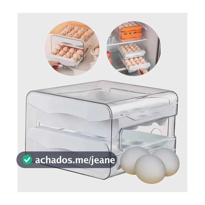 Organizador para Ovos de Geladeira com Tampa e Capacidade para 32 Unidades