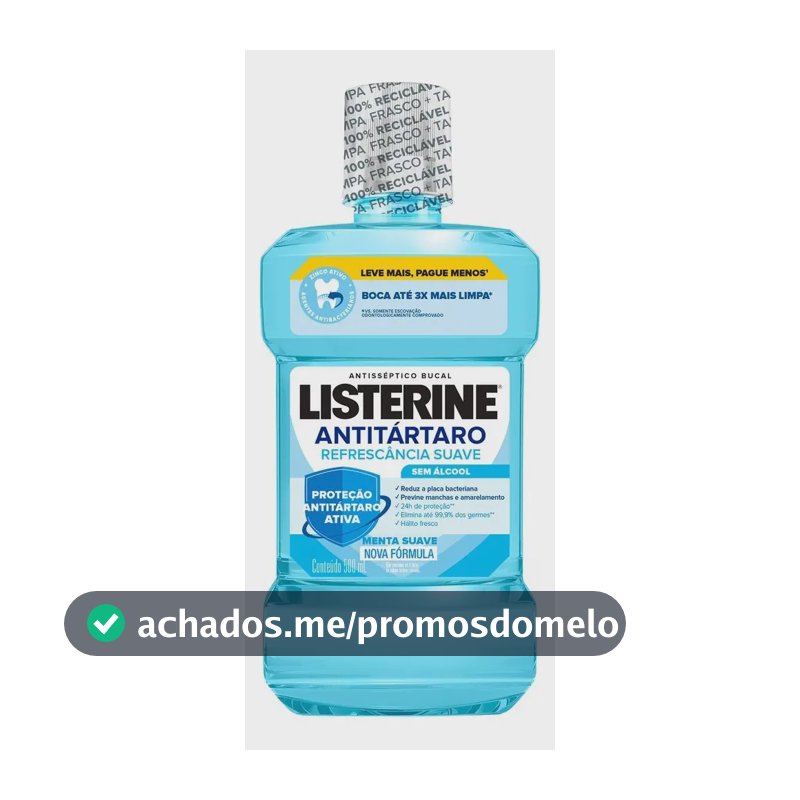 Listerine Antitártaro Enxaguante Bucal Sem Álcool, 500mL