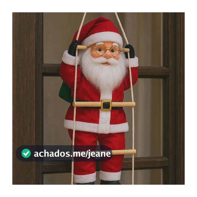 Papai Noel Escalando Escada Enfeite De Natal Porta E Janela Vermelho