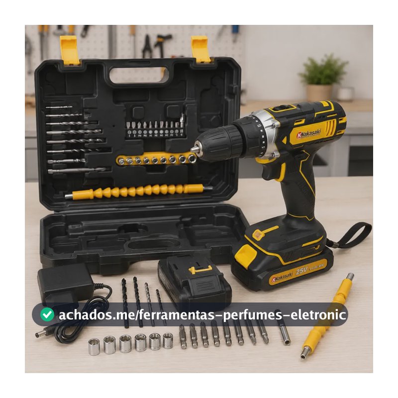 Parafusadeira Furadeira 25v Sem Fio Kit Completo