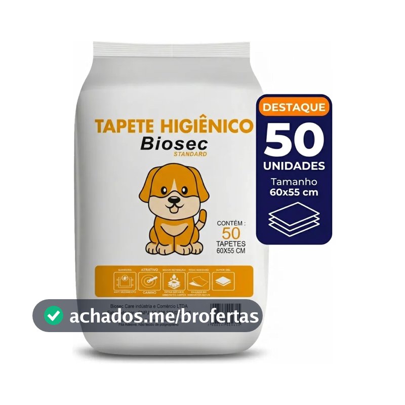 Tapete Higiênico para Cachorro 50 Unidades 60x55cm com Gel Absorvente Fralda Manta Pet Cão Com Fitas Adesivas Anti Odor Atrativo Canino
