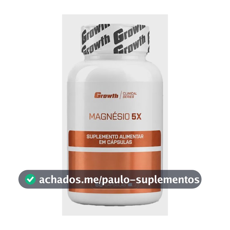 Magnésio 5x 60 Cápsulas Growth Supplements Sem Sabor