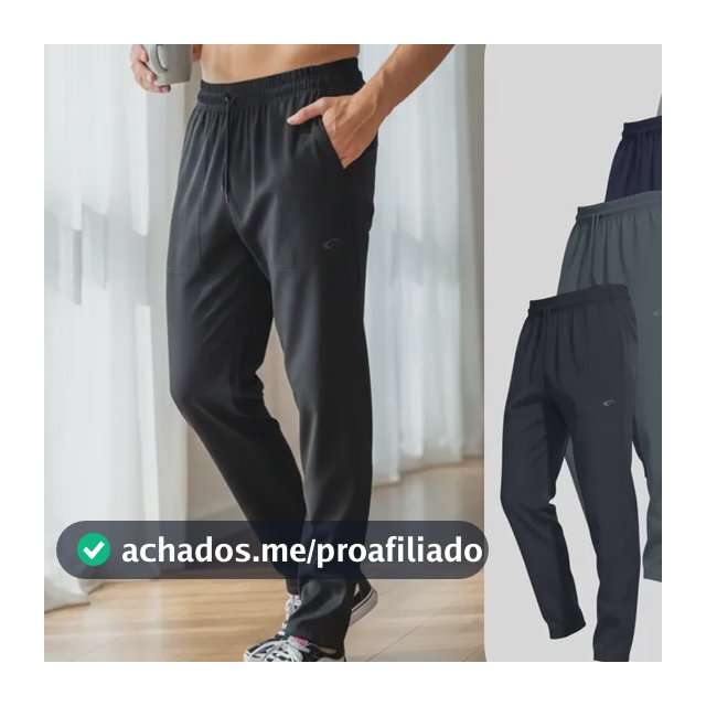 Kit 4 Calças Masculinas Tactel Elastano Corte Reto Academia