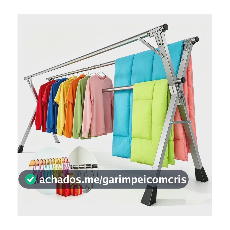 Varal De Chão Grande De Roupas 3andares Dobrável Suporta80kg Prateado