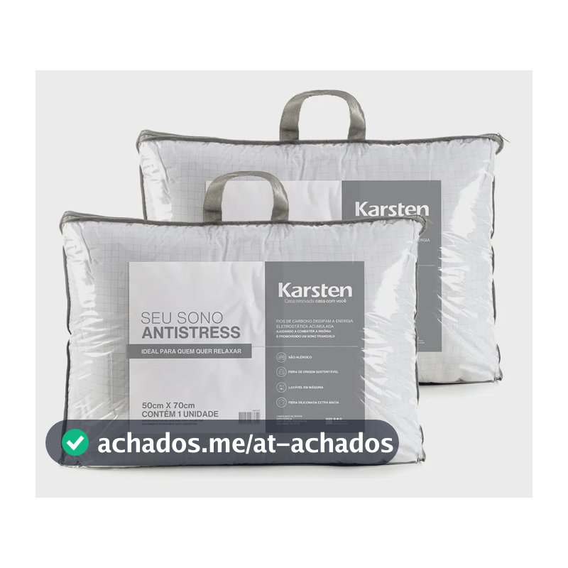 Karsten Kit 2 Peças Travesseiro Seu Sono Revigorante Suporte firme Percal 180 Fios