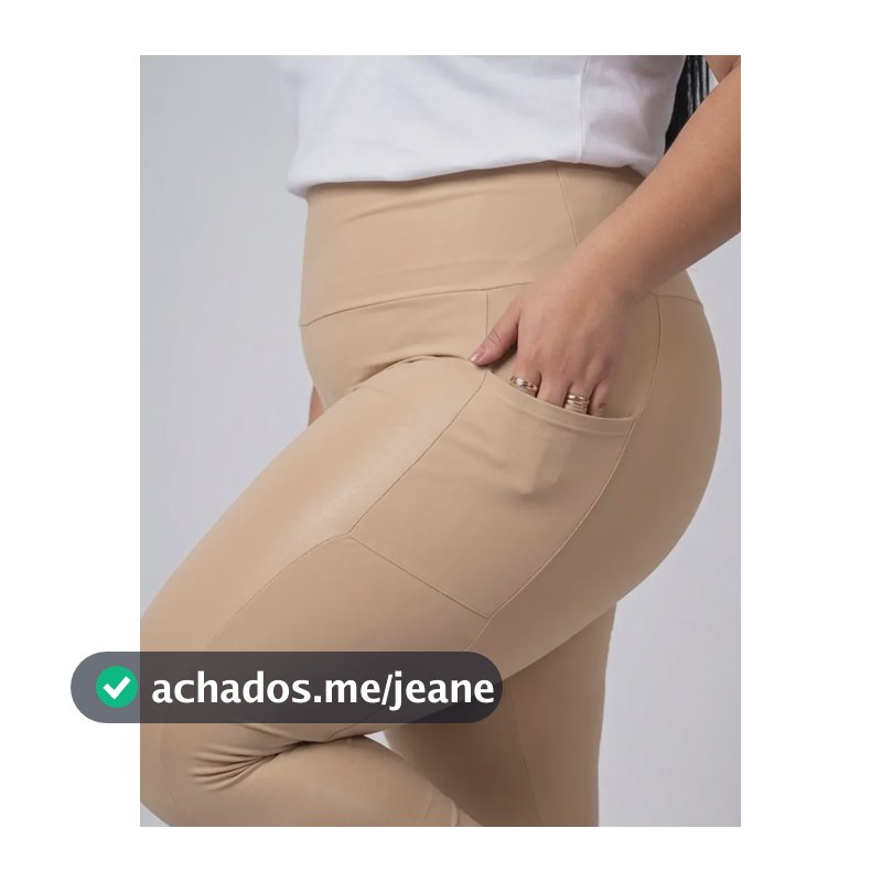 Calça Legging Com Bolso Sem Transparencia Academia Plus Size Bege Gg2