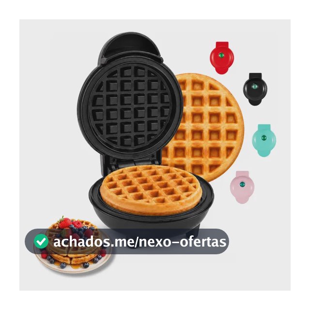Mini Máquina Waffle Elétrica Panqueca Antiaderente Portátil Maquina Preta 127v