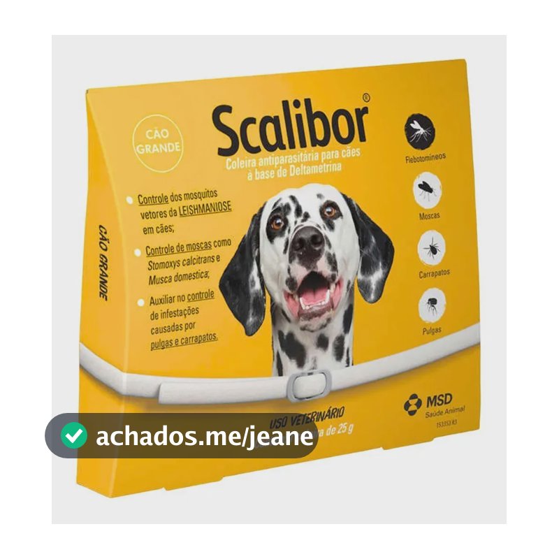 Coleira Antiparasita Scalibor 65 cm Proteção 4 Meses Pulgas e Mosquitos