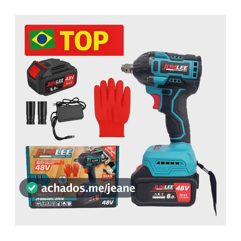 Chave De Impacto A Bateria 48v Bivolt Brushless Sem Fio Top1 Azul-celeste 127/220v 50hz/60hz