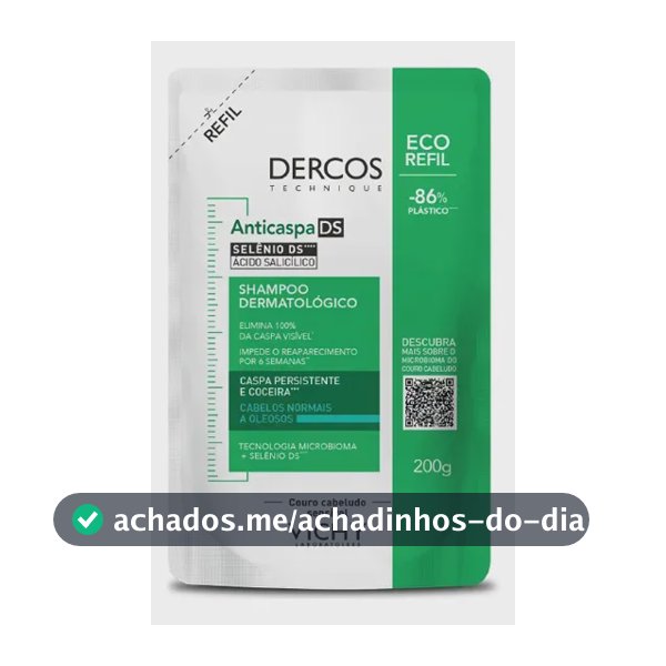 Shampoo Anticaspa Cabelos Normais a Oleosos, Dercos DS Vichy, 200g
