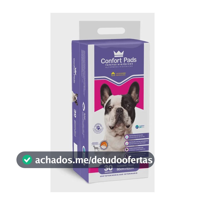 Tapete Higienico Confort Pads tamanho 80x60cm com 30unidades