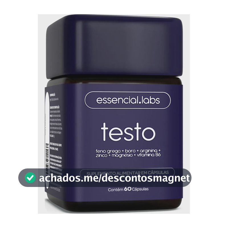 TESTO ESSENCIAL - Fórmula Exclusiva com Feno Grego + Boro + Arginina + ZMA + Vitamina B6 - 60 cápsulas