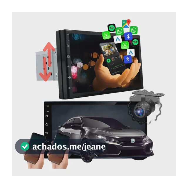 Universal Multimidia Mp5 Player Hd Touch 1 Din 7pol + Camera Carplay E Android Auto Com Brinde