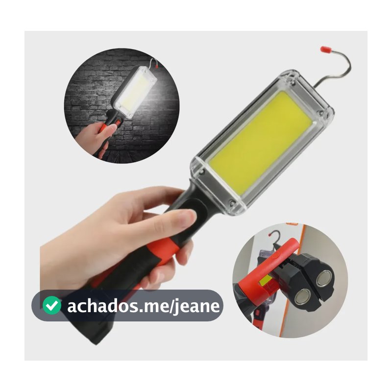 Lanterna Portátil Led 20w Recarregável Com Gancho E Imã