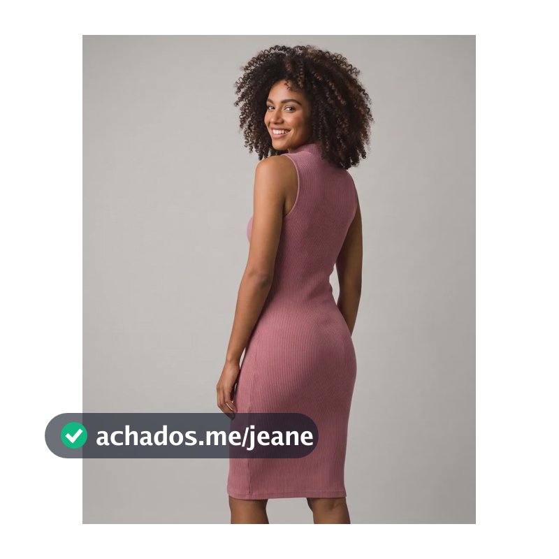 Vestido Feminino Regata Gola Alta Canelado Balse Rosa Liso P
