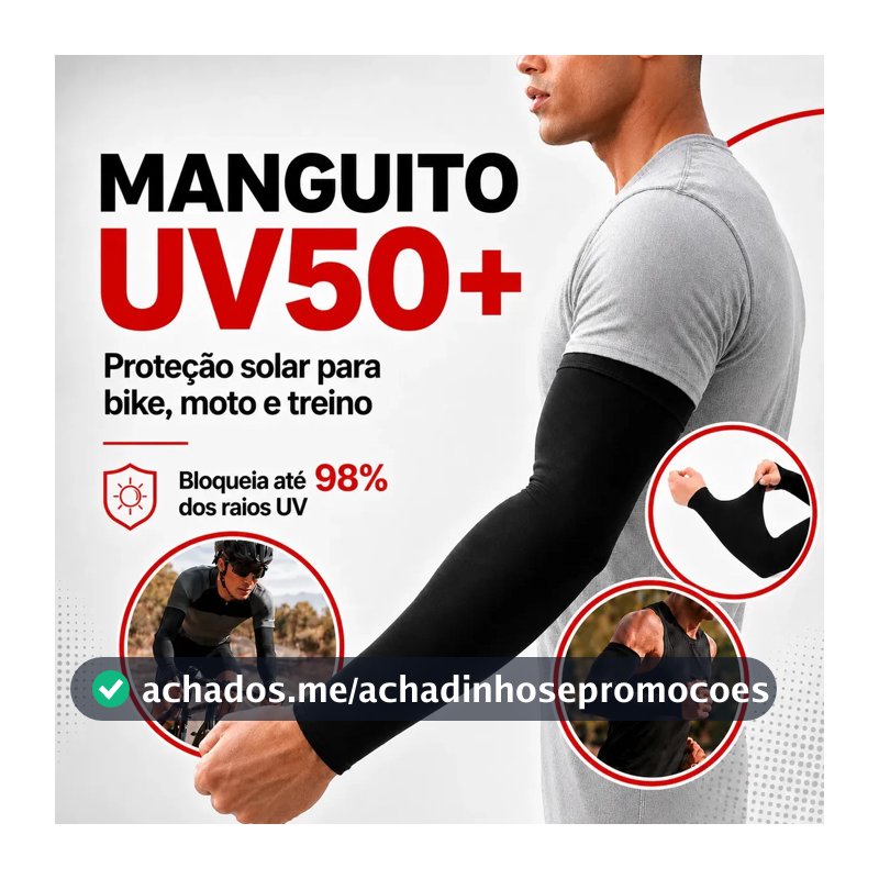 Manguito Uv50+ Proteção Solar Compressão Para Ciclismo Corrida Bike Moto Academia Treino Esportivo Manga Respirável Secagem Rápida Confortável Unissex Alta Performance - Topsand Activewear