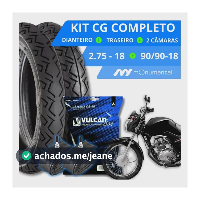 Par Pneu e Câmara Traseiro 90/90-18 + Dianteiro 2.75/18 Ideal Para Moto Cg Titan Fan Start 160 150 125 Factor Fazer Zero Monumental
