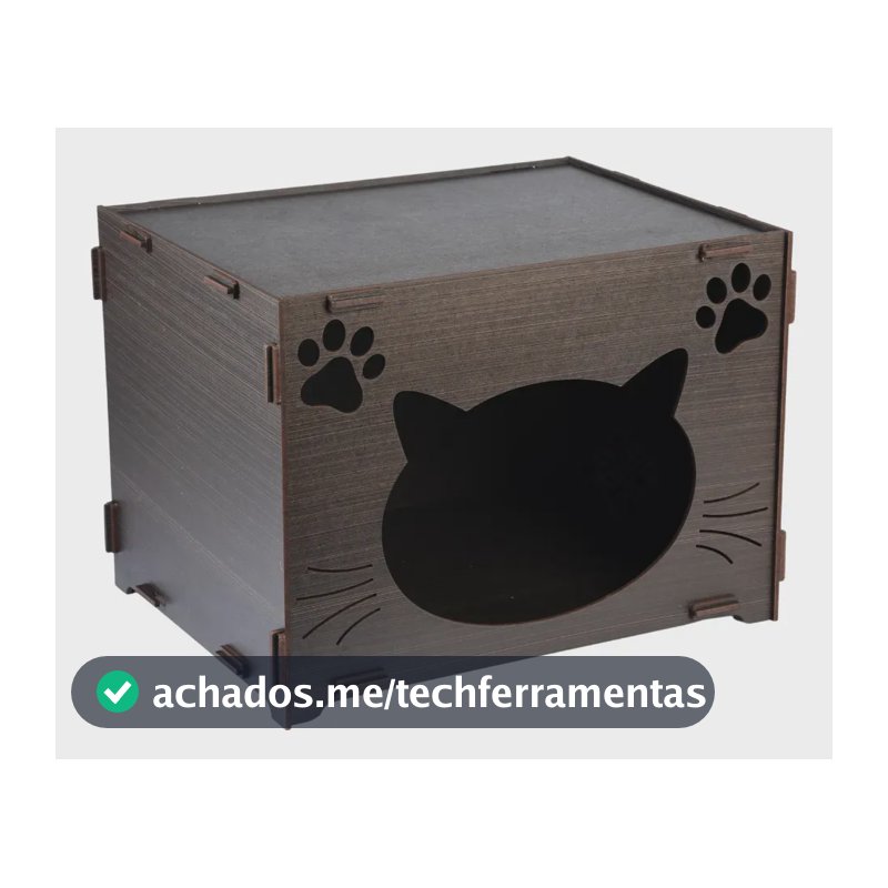Toca Para Gato Mdf Grande Casinha Pet Confortável Marrom