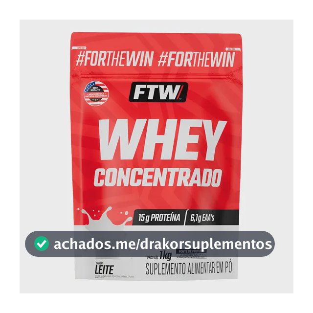 Whey Protein Concentrado 1kg Sabor Leite - Ftw