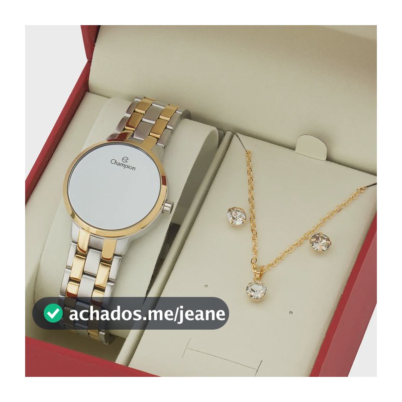 Relógio Digital Pequeno Feminino Prata Dourado Champion Kit Prateado/dourado Prateado Espelhado