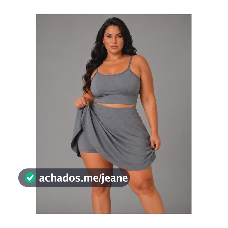 Conjunto Short Saia E Top Plus Size Rodado Zumba Academia Cinza G3 (52-54)