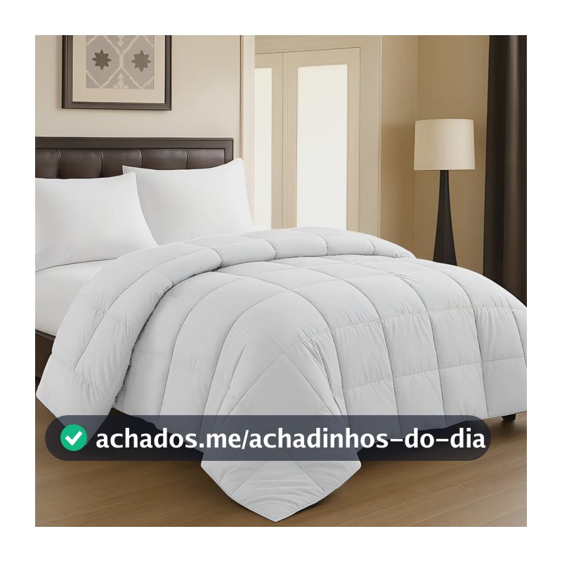 Edredom Queen 400 Fios Dupla Face Pluma Extra Macia Luxo Branco